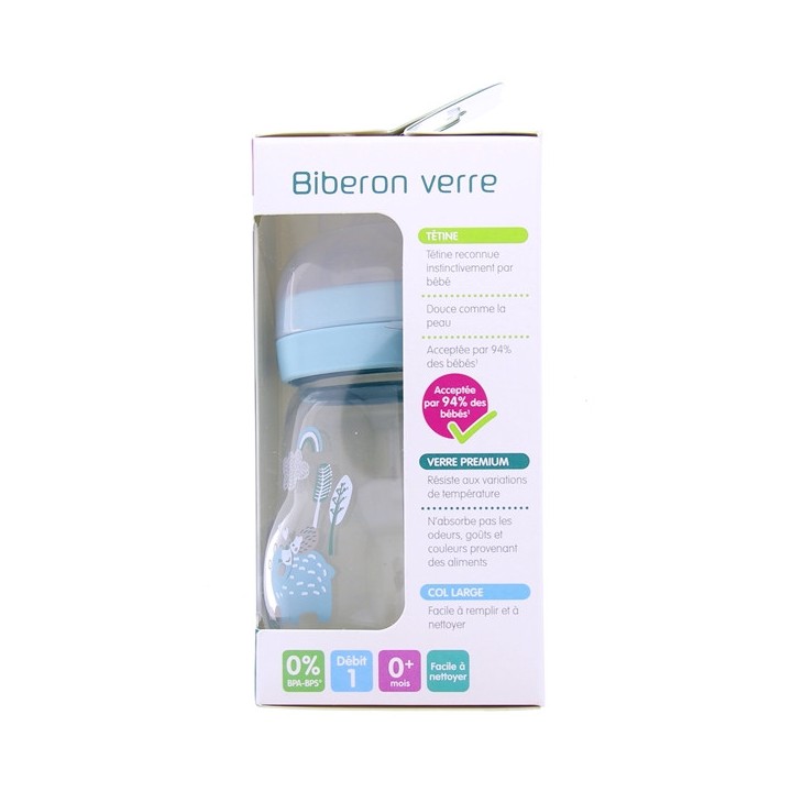 Biberon verre - Débit 1 - Forêt Bleu - 170ml - MAM