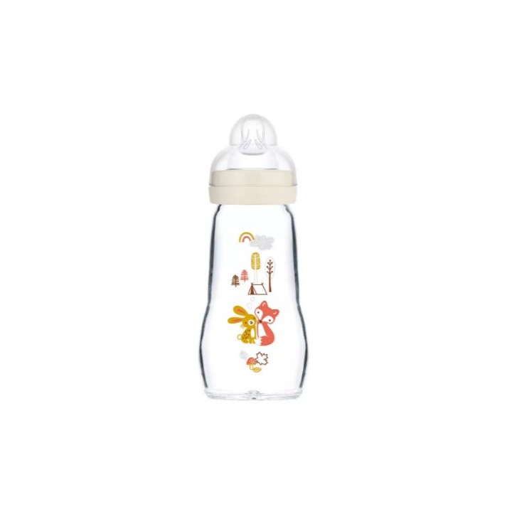 Biberon verre - Débit 2 - Forêt Lin - 260ml - MAM - IllicoPharma