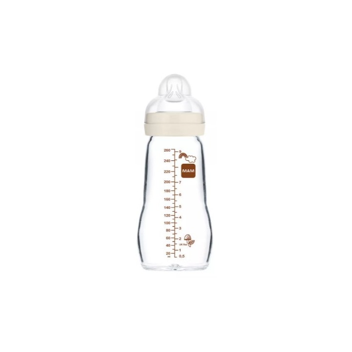 Biberon verre - Débit 2 - Forêt Lin - 260ml - MAM - IllicoPharma