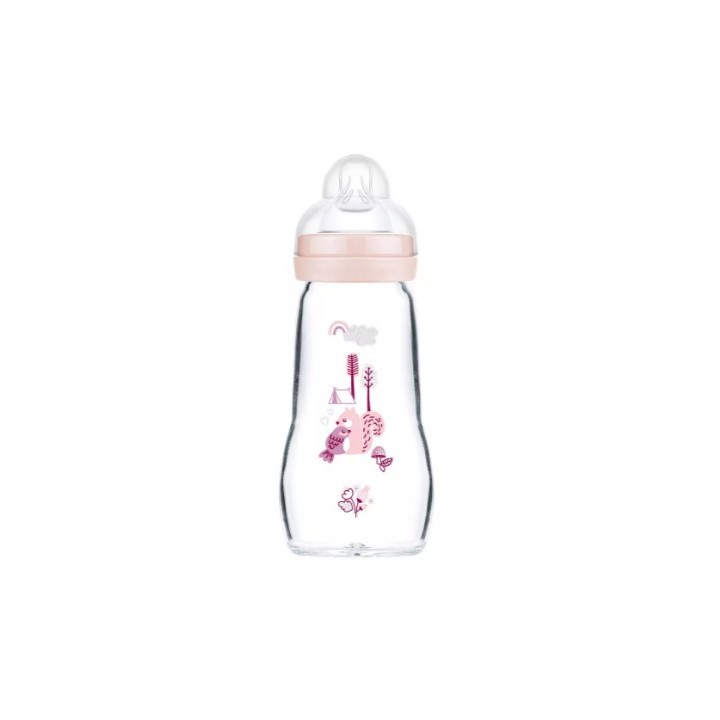 Biberon verre - Débit 2 - Forêt Rose - 260ml - MAM - IllicoPharma
