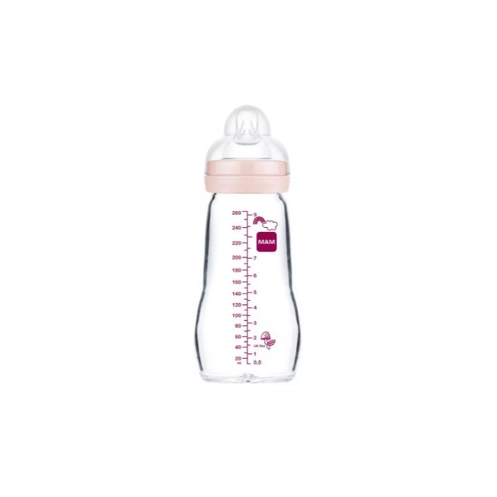 Biberon verre - Débit 2 - Forêt Rose - 260ml - MAM - IllicoPharma