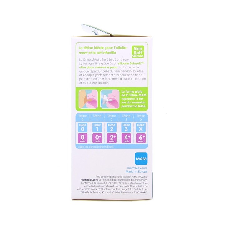Biberon verre - Débit 2 - Forêt Bleu - 260ml - MAM - IllicoPharma