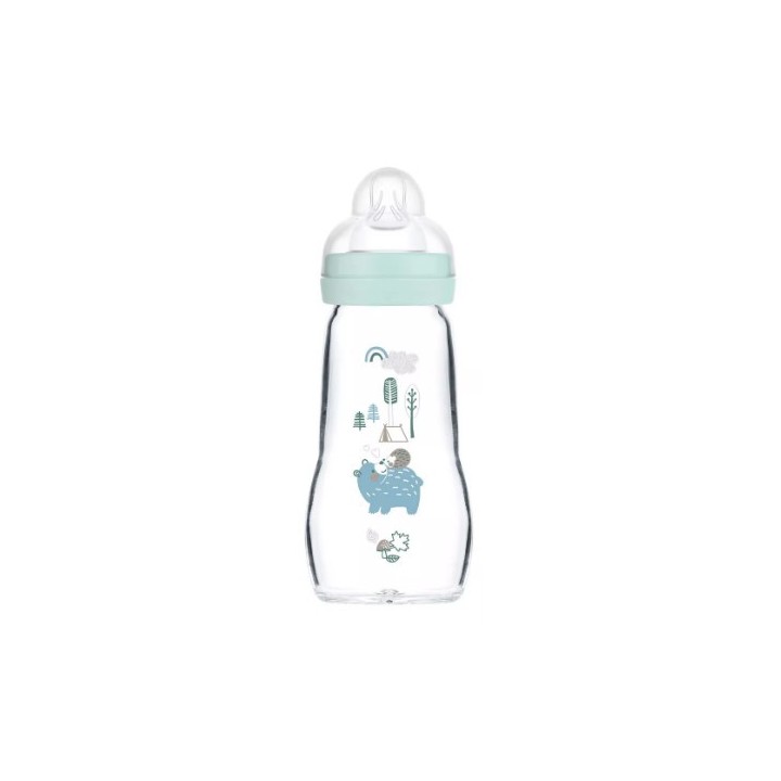 Biberon verre - Débit 2 - Forêt Bleu - 260ml - MAM - IllicoPharma