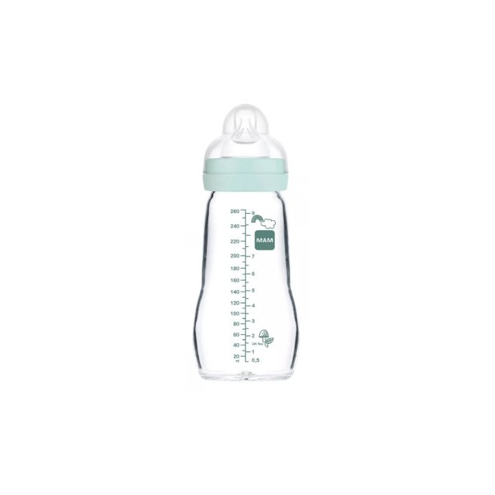 Biberon verre - Débit 2 - Forêt Bleu - 260ml - MAM - IllicoPharma