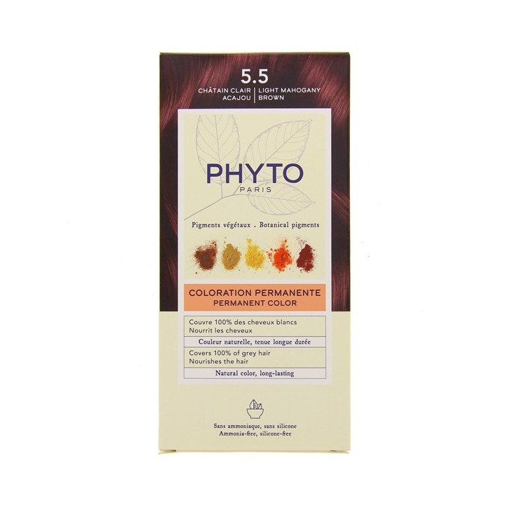 Phytocolor N°5.5 Châtain clair acajou Kit coloration Permanente - Phyto - IllicoPharma