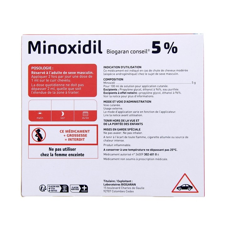 Minoxidil Biogaran Conseil 5% - Pharmacie sur internet IllicoPharma