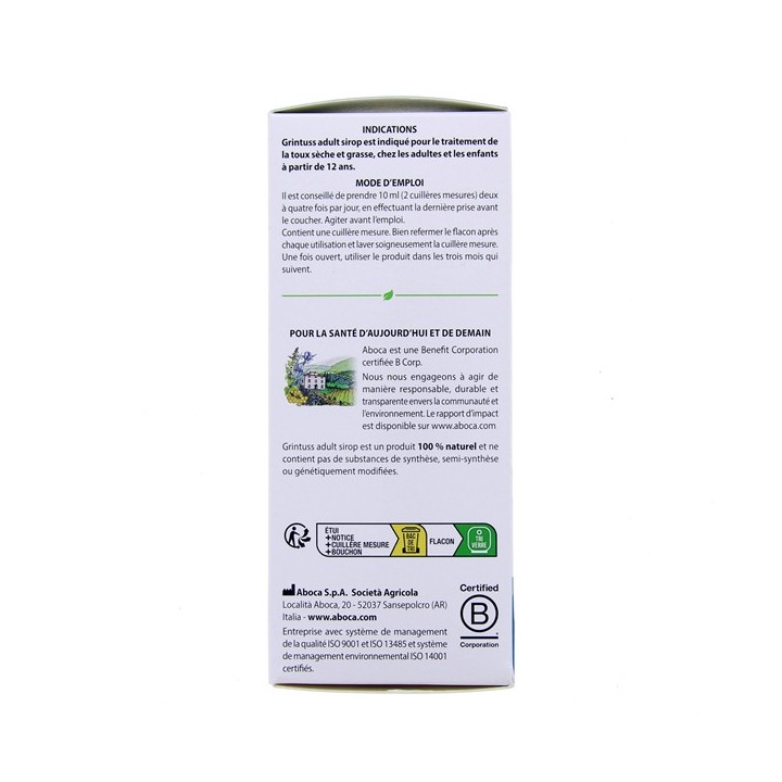 Grintuss sirop adulte 128g - Aboca - IllicoPharma