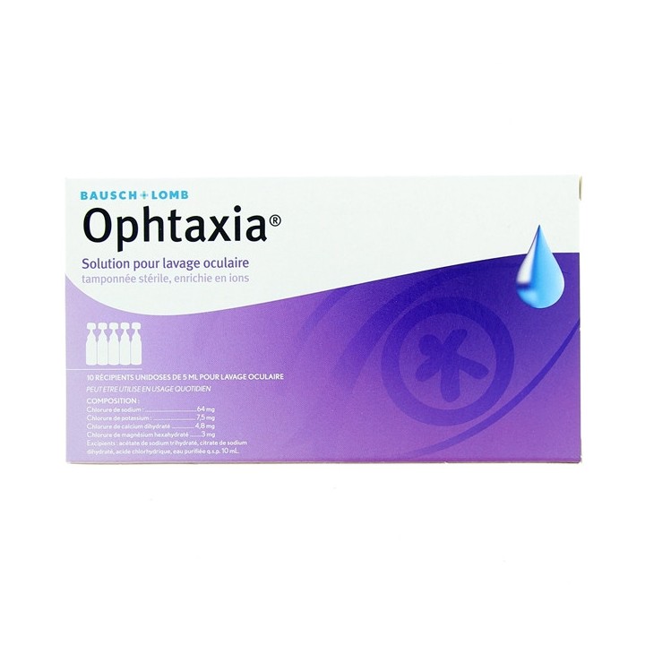 Ophtaxia lavage oculaire - 10 unidoses - Bausch & Lomb - IllicoPharma