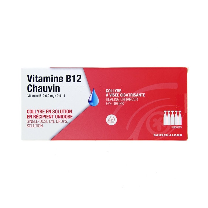 Vitamine B12 Chauvin Collyre - 10 unidoses - Bausch & Lomb - IllicoPharma