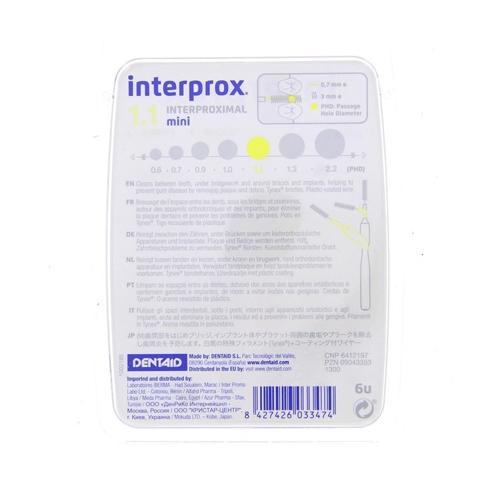Interprox Mini 1,1 mm - 6 brossettes - Crinex - IllicoPharma