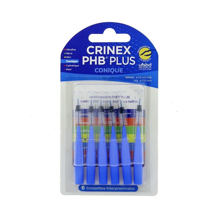 PHB Plus Conique - 6 brossettes interproximales - Crinex - IllicoPharma