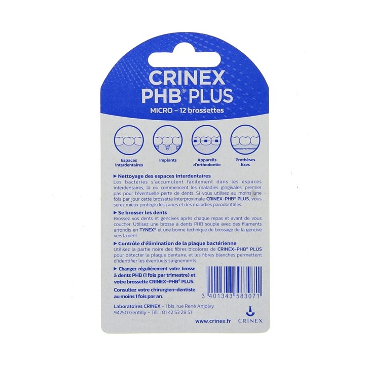 PHB Plus Micro GF - 12 brossettes interproximales - Crinex - IllicoPharma