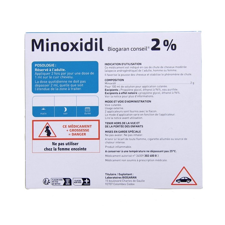 Minoxidil Biogaran Conseil 2% - Pharmacie en ligne IllicoPharma