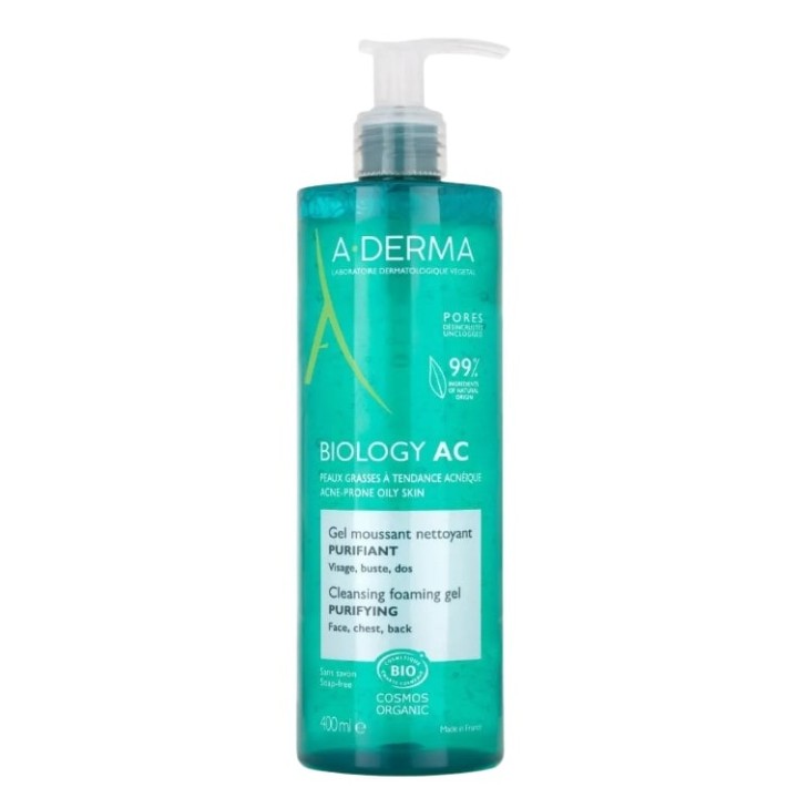 Biology AC Gel Moussant Nettoyant Purifiant Bio Aderma 400ml - A-derma - IllicoPharma