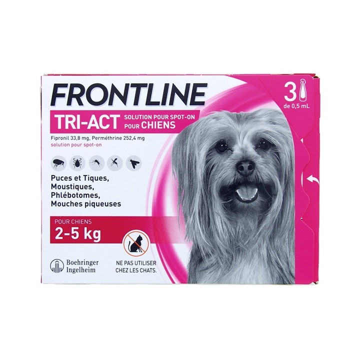 Frontline Tri-act chien XS (2 à 5kg) x3 pipettes spot on - Antiparasitaire