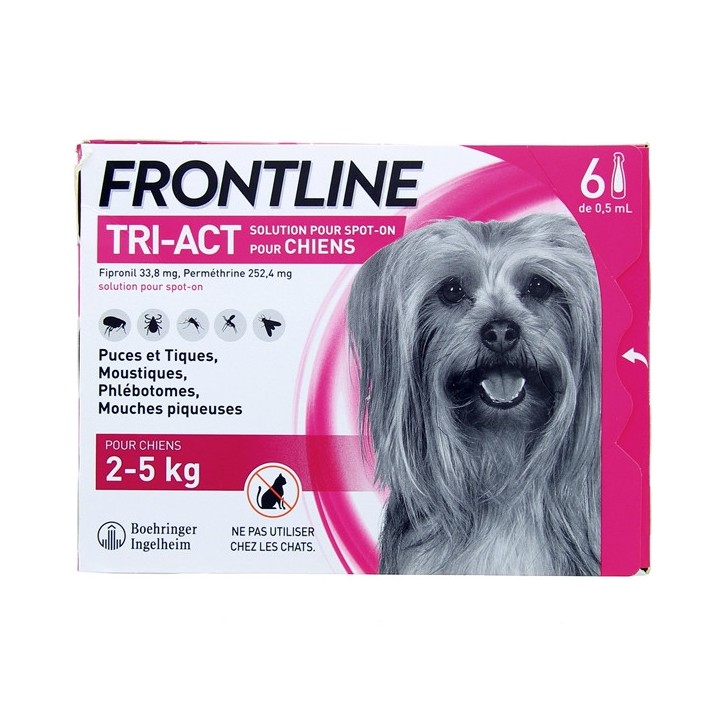 Frontline Tri-act chien XS (2 à 5kg) x6 pipettes spot on - Antiparasitaire