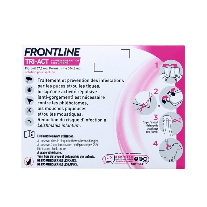 Frontline Tri-act Chien S (5 à 10kg) x6 pipettes spot on - Antiparasitaire