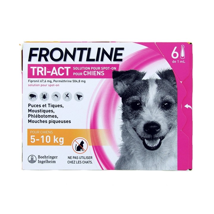 Frontline Tri-act Chien S (5 à 10kg) x6 pipettes spot on - Antiparasitaire