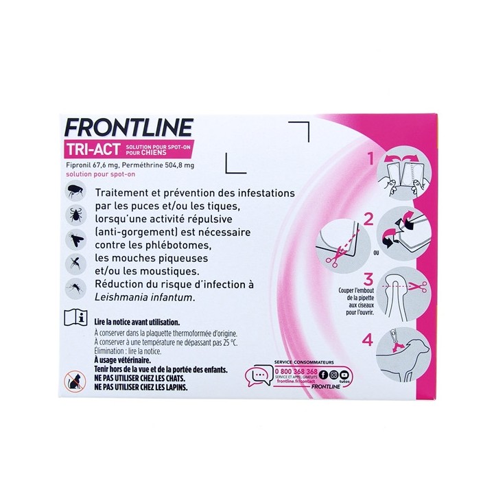 Frontline Tri-act chien S (5 à 10kg) x3 pipettes spot on - Antiparasitaire