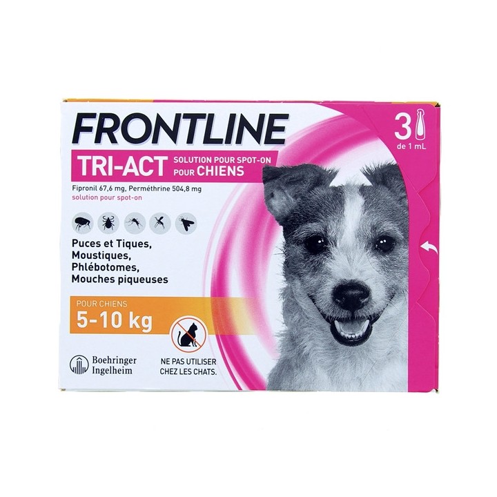 Frontline Tri-act chien S (5 à 10kg) x3 pipettes spot on - Antiparasitaire
