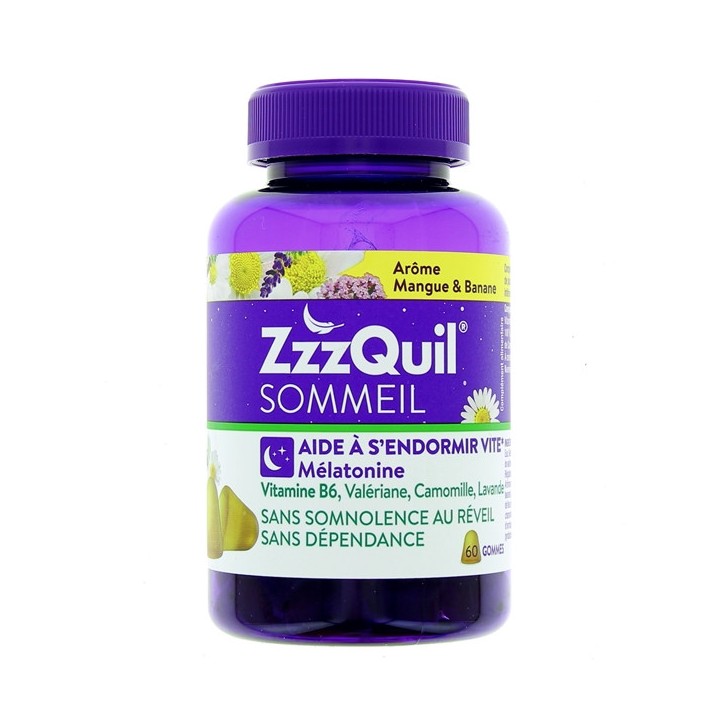 ZzzQuil Sommeil Mangue & Banane - 60 gommes - Complément alimentaire - IllicoPharma