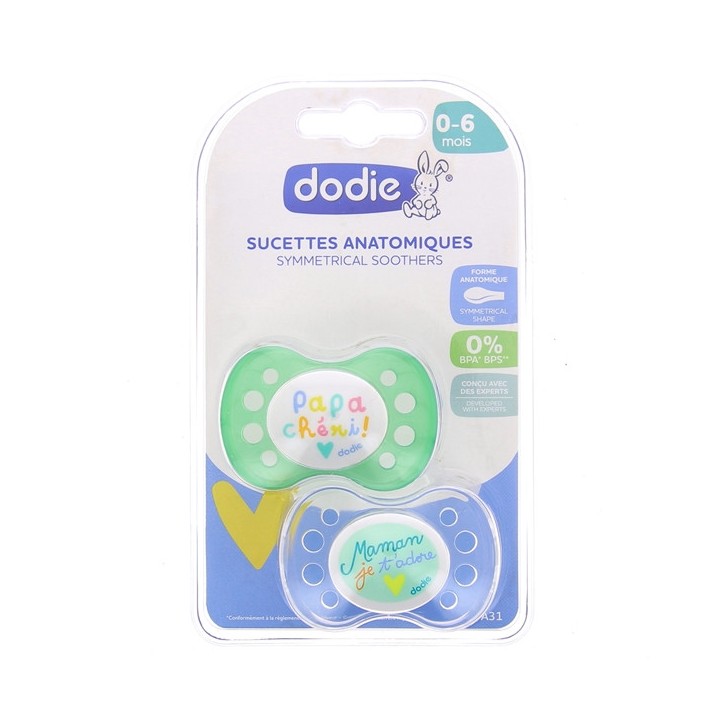 Sucette Anatomiques 0-6 mois Messages - Dodie - IllicoPharma