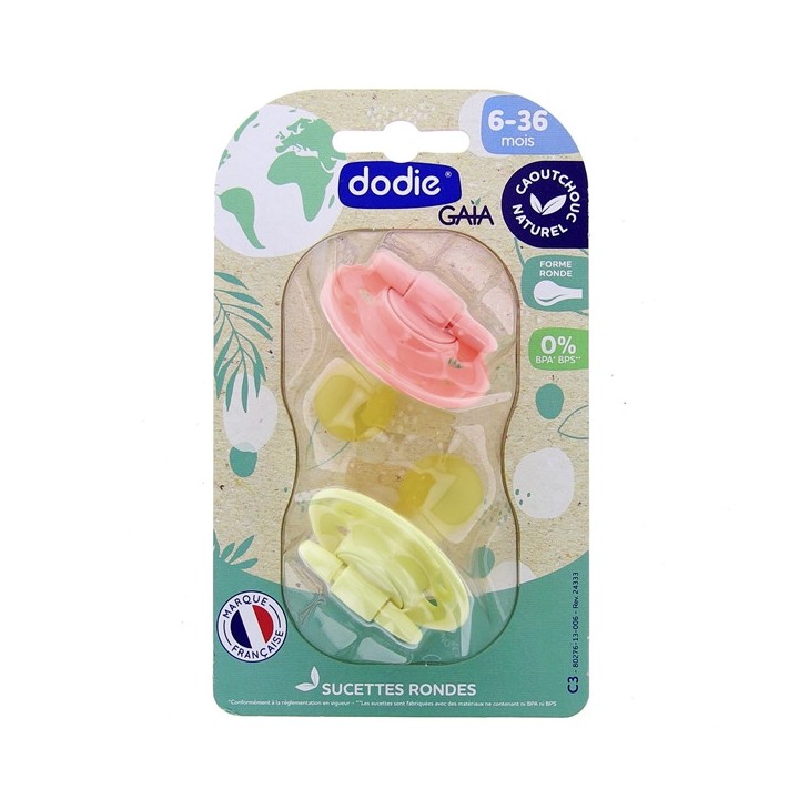 Sucettes rondes caoutchouc - 6-36 mois - Sous le soleil - Dodie - IllicoPharma