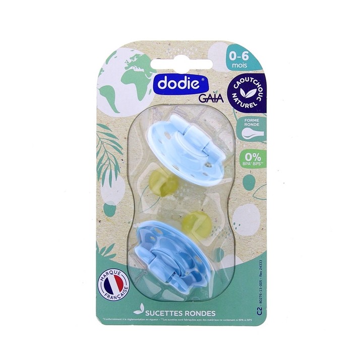 Sucettes rondes caoutchouc - 0-6 mois - Bord de mer - Dodie - IllicoPharma