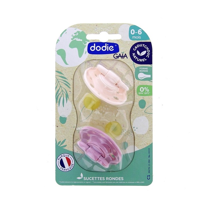 Sucettes rondes caoutchouc - 0-6 mois - Jardin Botanique - Dodie - IllicoPharma