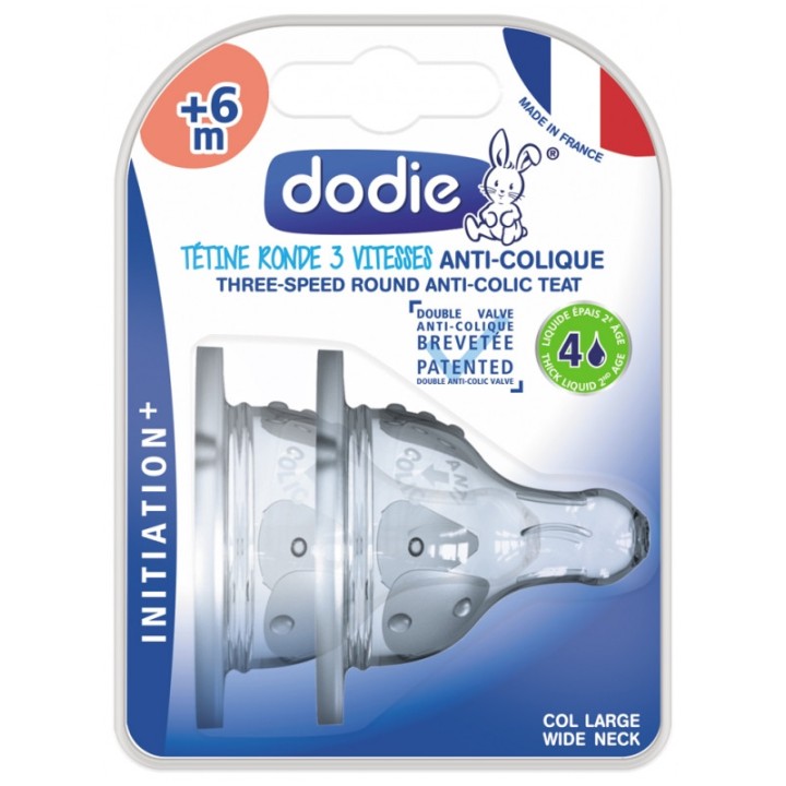 Tétines rondes 3 vitesses anti-colique Débit 4 - Dodie - IllicoPharma