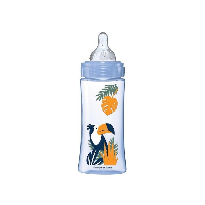 Biberon tétine ronde 3 vitesses débit 3 Bleu Jungle - 330ml - Dodie - IllicoPharma