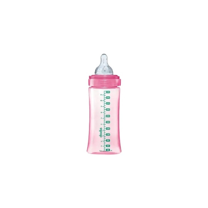 Biberon tétine ronde 3 vitesses débit 3 Rose Jungle - 330ml - Dodie - IllicoPharma