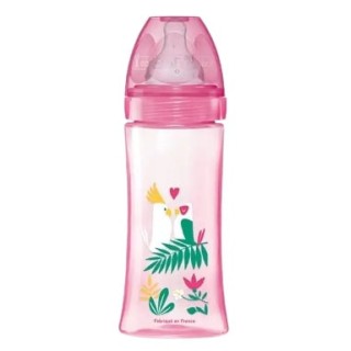 Biberon tétine ronde 3 vitesses débit 3 Rose Jungle - 330ml - Dodie - IllicoPharma