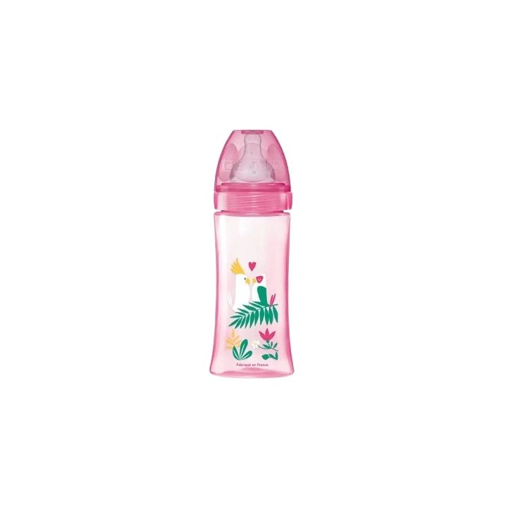 Biberon tétine ronde 3 vitesses débit 3 Rose Jungle - 330ml - Dodie - IllicoPharma