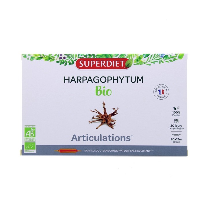 Harpagophytum Bio 20 ampoules - Superdiet - Douleurs - Pharmacie en ligne IllicoPharma