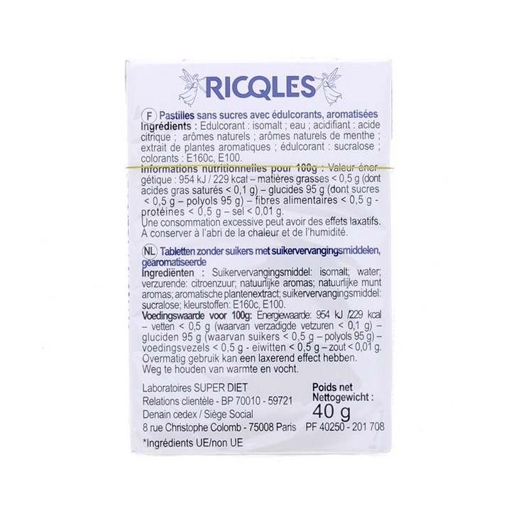 Bonbons Citron Mélisse Sans sucre - 40g - Ricqlès - IllicoPharma