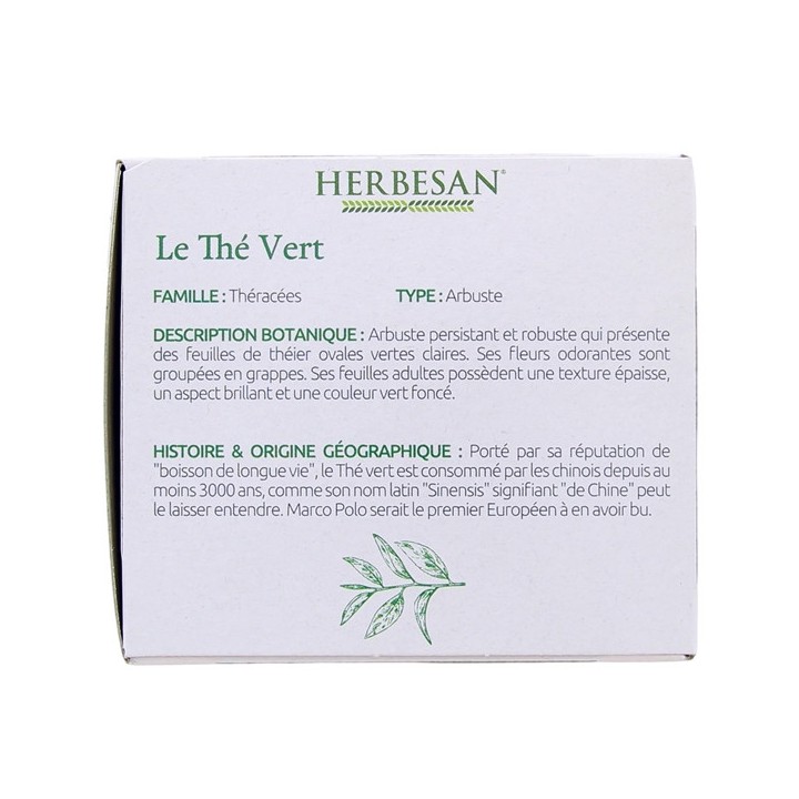 Infusion Thé Vert Bio - 20 sachets - Herbesan - IllicoPharma