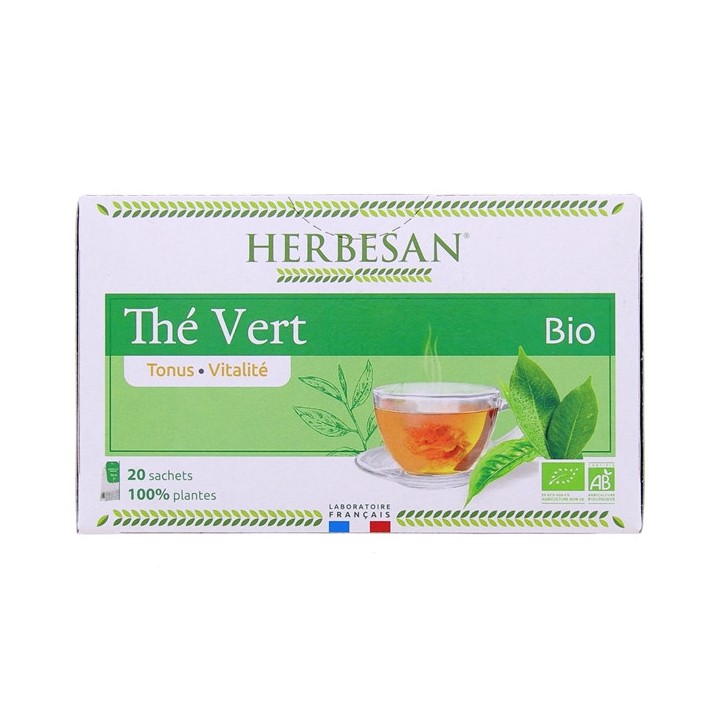 Infusion Thé Vert Bio - 20 sachets - Herbesan - IllicoPharma