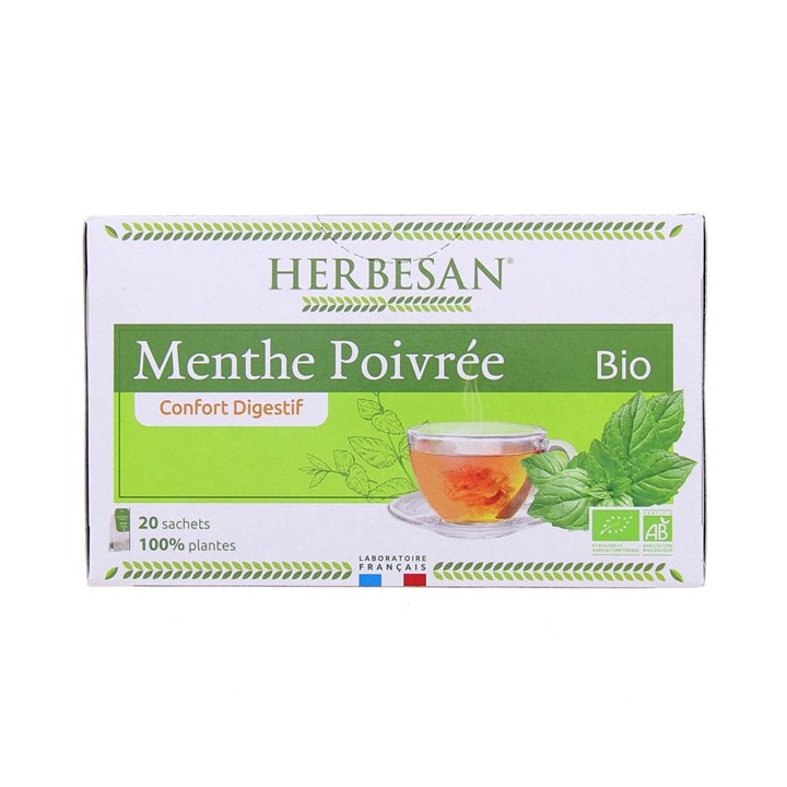 Infusion Menthe Poivrée Bio - 20 sachets - Herbesan - IllicoPharma