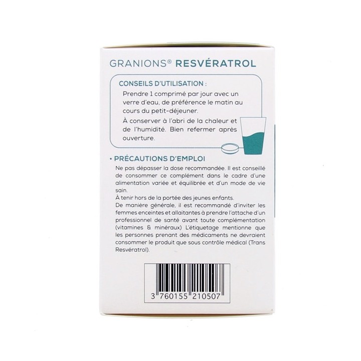 Granions Resveratrol - 30 comprimés - Dermatologie, cheveux, ongles - Pharmacie IllicoPharma