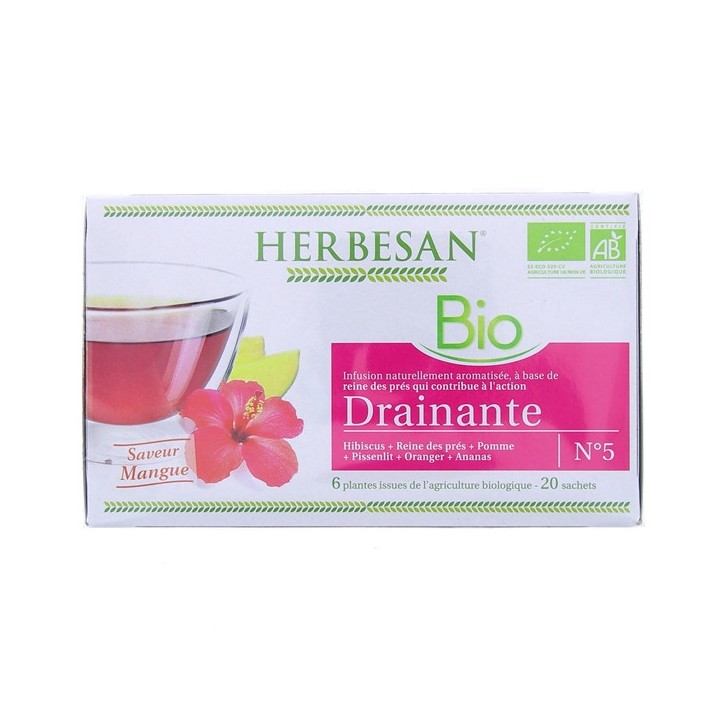 Infusion Drainante N°5 Herbesan 20 sachets - Digestion, transit - Pharmacie IllicoPharma