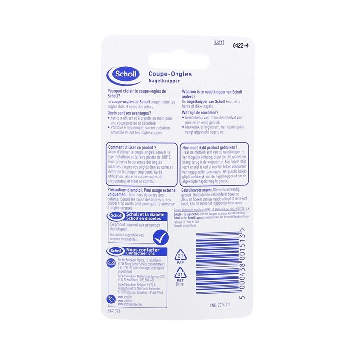 Coupe-ongles Durs et Épais - Pieds et mains - Scholl - IllicoPharma