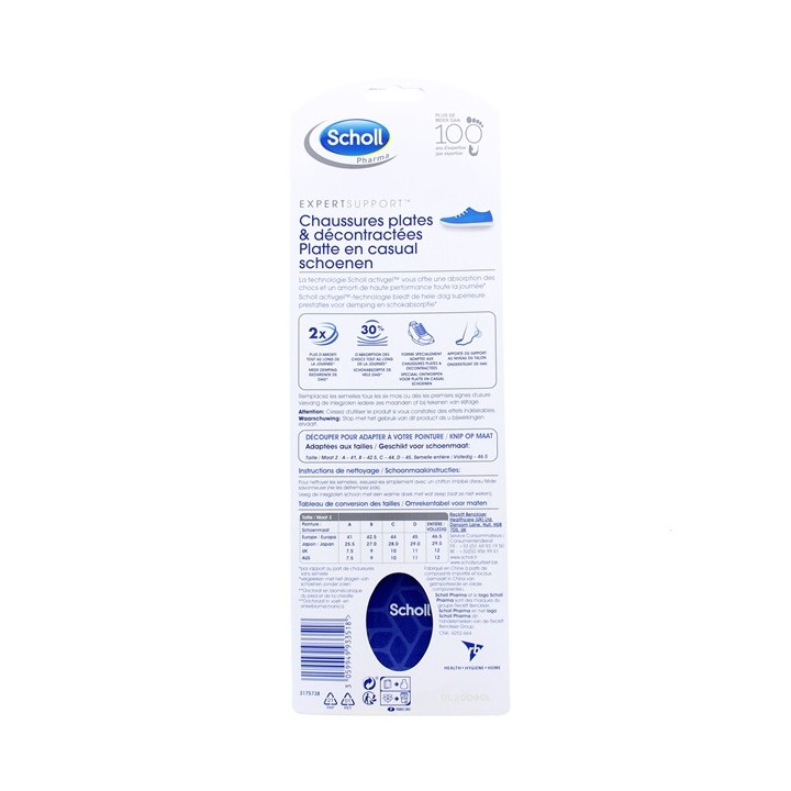 Semelles Chaussures plates & décontractées Taille 2 - Scholl - IllicoPharma