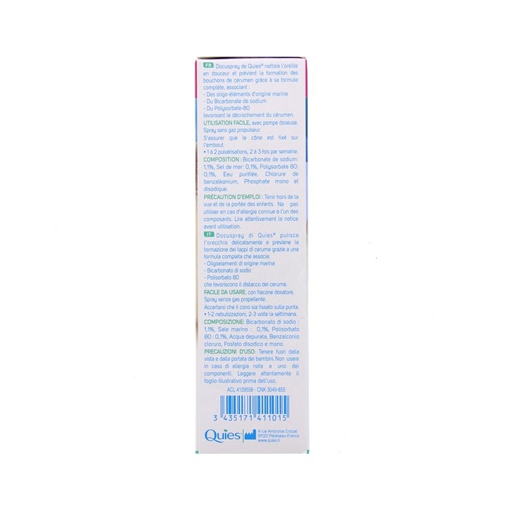 Docuspray Spray d'hygiène de l'oreille 100ml - Quiès - IllicoPharma