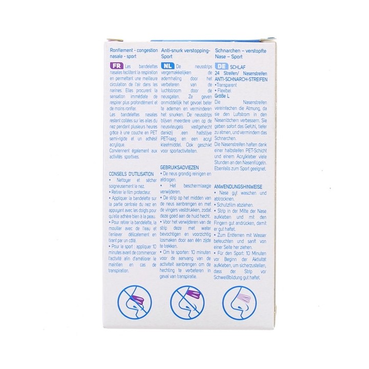 Bandelettes nasales Anti-ronflement Taille L - 24 bandelettes - Quiès - IllicoPharma