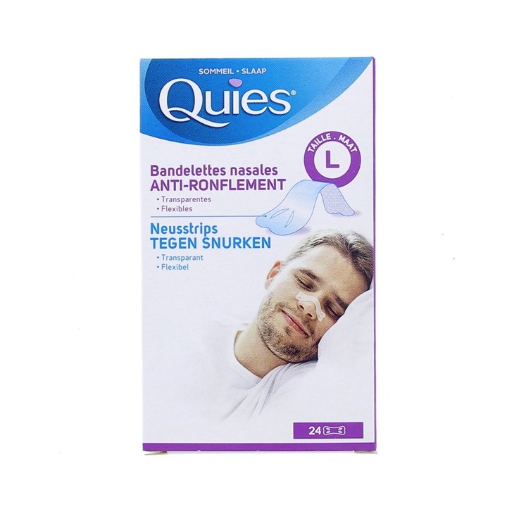 Bandelettes nasales Anti-ronflement Taille L - 24 bandelettes - Quiès - IllicoPharma