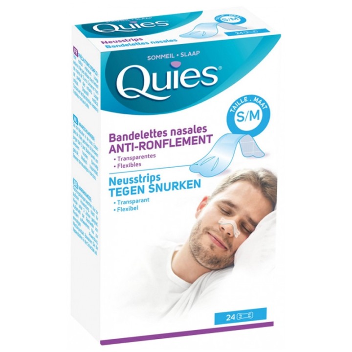 Bandelettes nasales Anti-ronflement Taille S/M - 24 bandelettes -Quiès