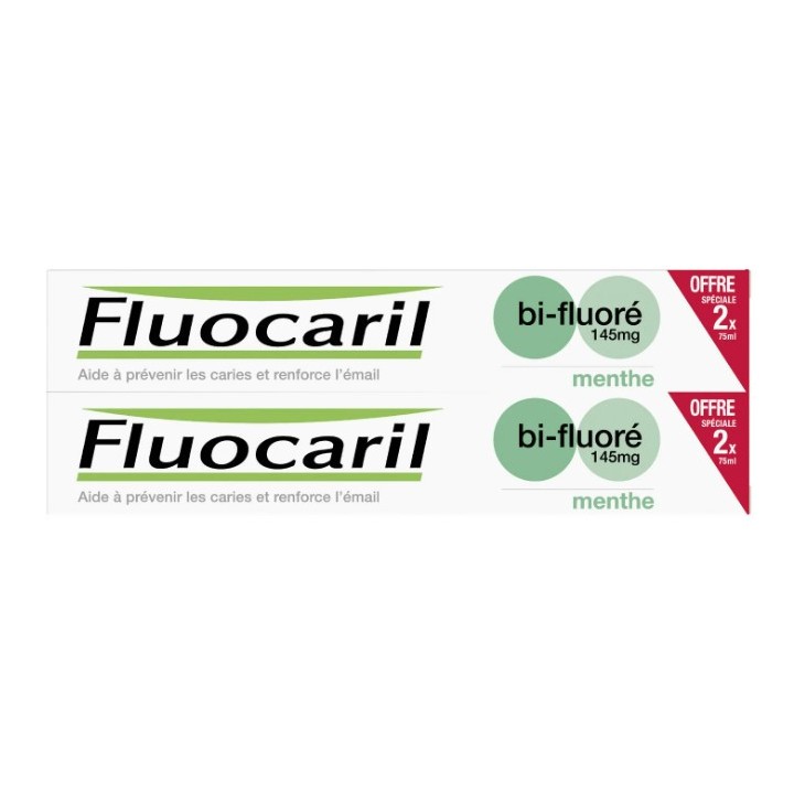 Dentifrice Bi-fluoré 145mg menthe 2x75ml - Fluocaril - IllicoPharma