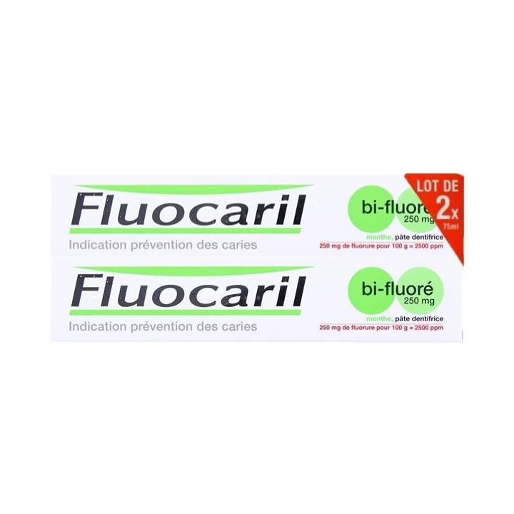 Dentifrice Bi-fluoré 250mg Pâte 2x75ml - Fluocaril - IllicoPharma
