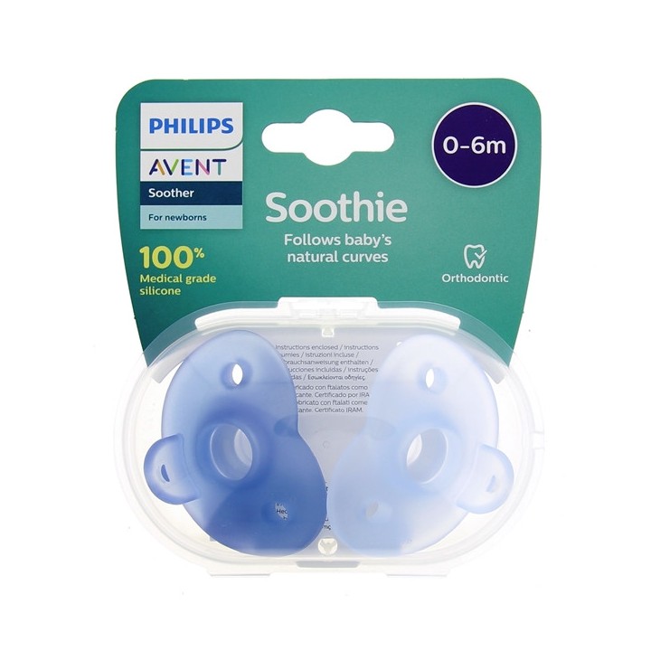 Sucettes Soothie 0-6m x2 Bleu - Avent - IllicoPharma